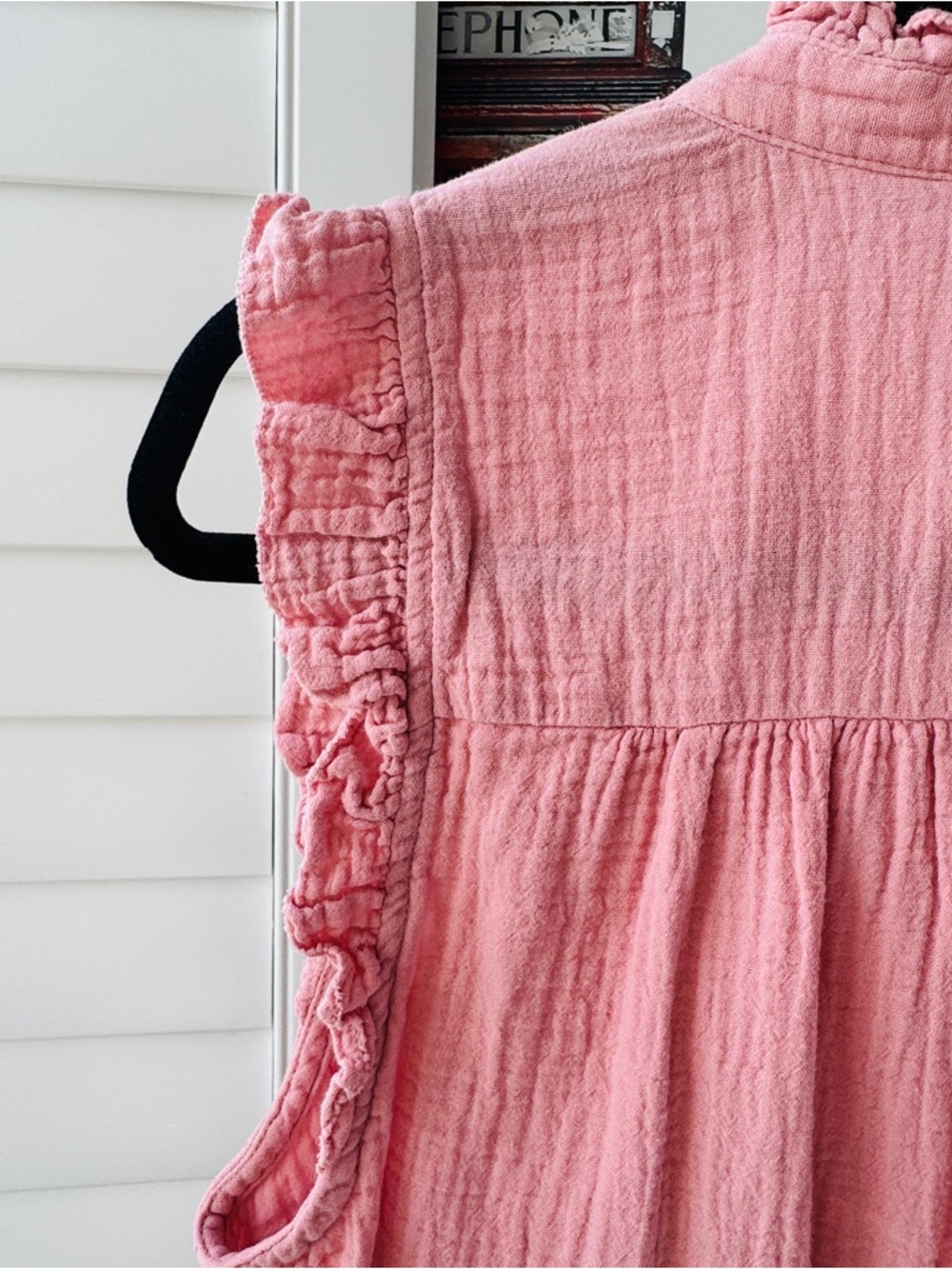 J.Crew Double Gauze Ruffle Henley Sleeveless Top - Pink - Medium - Picture 8 of 9